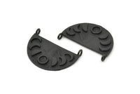 Ay Evreleri Kolye, 2 Oksitlenmiş Siyah Pirinç Ay Evreleri Tılsımı, 2 Halka, Bulgular - Ped Boyutu 4 mm (28x16x1 mm) N1225