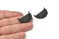 Ay Evreleri Kolye, 2 Oksitlenmiş Siyah Pirinç Ay Evreleri Tılsımı, 2 Halka, Bulgular - Ped Boyutu 4 mm (28x16x1 mm) N1225