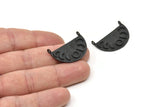 Ay Evreleri Kolye, 2 Oksitlenmiş Siyah Pirinç Ay Evreleri Tılsımı, 2 Halka, Bulgular - Ped Boyutu 4 mm (28x16x1 mm) N1225