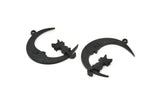 Siyah Ay Tılsımı, 1 Halkalı 2 Oksitlenmiş Siyah Pirinç Hilal Tılsımı, Kolye Uçları (33x25x1,2 mm) N1531