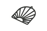 Siyah Güneş Tılsımı, 1 Halkalı 4 Oksitlenmiş Siyah Pirinç Güneş Şekilli Tılsım, Tılsım Kolye Uçları, Bulgular (33x28x0,60 mm) A5226