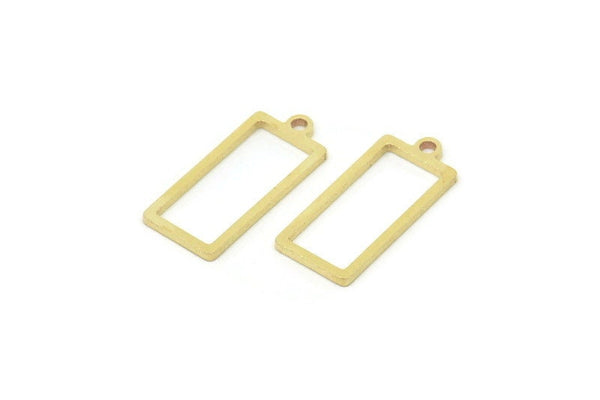 Brass Rectangle Charm, Raw Brass Rectangle Charms With 1 Loop, Findings (16x7x0.80mm) A5581