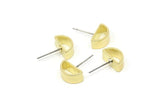 Brass Moon Earrings, 8 Raw Brass Semi Circle Stud Earrings (6x11x0.8x5mm) D0116 A6606