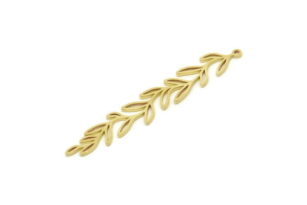 Pirinç Yaprak Tılsımı, 1 Halkalı Ham Pirinç Yaprak Tılsımları, Yaprak Küpeler (50x8x0,80 mm) SMP1744 Y205