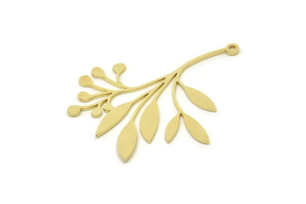 Brass Leaf Charm, Raw Brass Leaf Charms With 1 Loop, Leaf Earrings (44x38x0.80mm) SMP1747