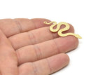 Brass Snake Charm, Raw Brass Snake Pendants With 1 Loop (42x19x0.60mm) SMP1696