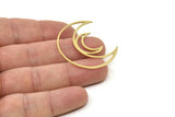Brass Moon Charm, Raw Brass Crescent Moon Charms, Moon Earrings (37x17x0.80mm) SMP1717