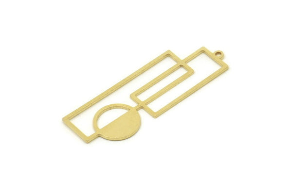 Pirinç Dikdörtgen Charm, 1 Döngülü Ham Pirinç Dikdörtgen Charmlar, Geometrik Charmlar (42x14x0,80 mm) SMP1731