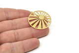 Brass Circle Charm, Raw Brass Sun Rising Charms With 1 Loop, Findings (32x30x0.60mm) SMP1721