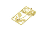 Brass Dandelion Charm, Raw Brass Flower Charms With 1 Loop (42x27x0.80mm) SMP1715 SY0357