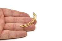 Brass Leaf Charm, Raw Brass Leaf Choker With 2 Loops, Brass Leaf Pendants (51x8x0.80mm) SMP1737