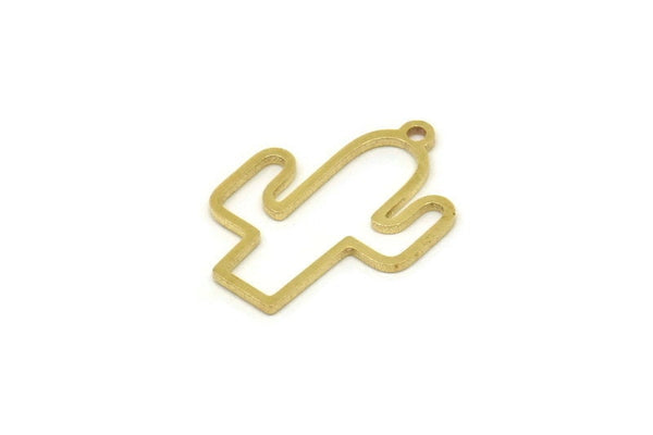 Brass Cactus Charm, Tiny Raw Brass Cactus Charms With 1 Loop, Findings (15x11x0.60mm) SMP1756