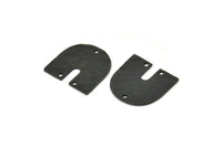 Black Geometric Charm, 4 Hammered Oxidized Black Brass U Shaped Pendants With 3 Holes, Charms, Findings (18x17x1mm) N0924