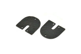 Black Geometric Charm, 4 Hammered Oxidized Black Brass U Shaped Pendants With 3 Holes, Charms, Findings (18x17x1mm) N0924