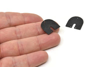 Black Geometric Charm, 4 Hammered Oxidized Black Brass U Shaped Pendants With 3 Holes, Charms, Findings (18x17x1mm) N0924