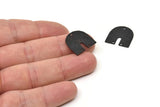 Black Geometric Charm, 4 Hammered Oxidized Black Brass U Shaped Pendants With 3 Holes, Charms, Findings (18x17x1mm) N0924
