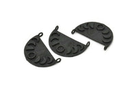 Ay Evreleri Kolye, 2 Oksitlenmiş Siyah Pirinç Ay Evreleri Tılsımı, 2 Halka, Bulgular - Ped Boyutu 4 mm (28x16x1 mm) N1225