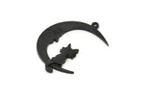 Siyah Ay Tılsımı, 1 Halkalı 2 Oksitlenmiş Siyah Pirinç Hilal Tılsımı, Kolye Uçları (33x25x1,2 mm) N1531