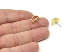 Brass Moon Earrings, 8 Raw Brass Semi Circle Stud Earrings (6x11x0.8x5mm) D0116 A6606