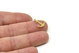 Brass Anchor Charm, Tiny Raw Brass Anchor Charms With 1 Loop, Geometric Charms (15x12x0.60mm) SMP1766