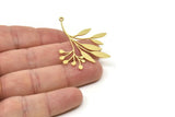Brass Leaf Charm, Raw Brass Leaf Charms With 1 Loop, Leaf Earrings (44x38x0.80mm) SMP1747