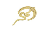 Brass Moon Charm, Raw Brass Crescent Moon And Snake Shaped Charms With 1 Loop (45x27x0.60mm) SMP1720