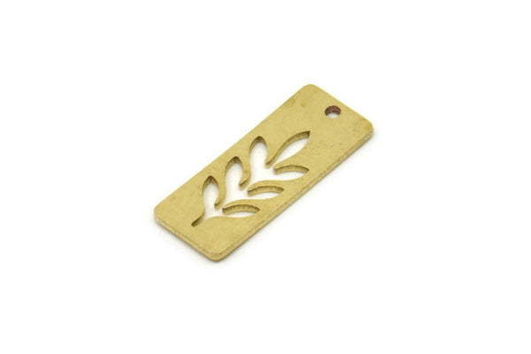 Brass Leaf Charm, Tiny Raw Brass Leaf Charms With 1 Hole, Geometric Charms (15x6x0.60mm) SMP1752