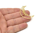 Brass Moon Charm, Raw Brass Crescent Moon Charms With 1 Loop, Findings (40x15x0.60mm) SMP1723