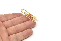 Pirinç Dikdörtgen Charm, 1 Döngülü Ham Pirinç Dikdörtgen Charmlar, Geometrik Charmlar (42x14x0,80 mm) SMP1731