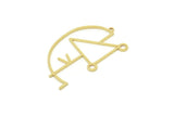 Brass Face Charm, Raw Brass Face Pendants With 1 Loop, Face Earrings (42x26x0.80mm) SMP1740