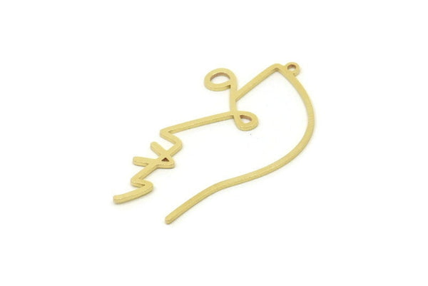Brass Face Charm, Raw Brass Face Pendants With 1 Loop, Face Earrings (42x24x0.80mm) SMP1729