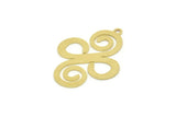 Brass Charm, Raw Brass Ethnic Motif Charms With 1 Loop, Earring Charms, Pendant Charms (27x21x0.60mm) SMP1697