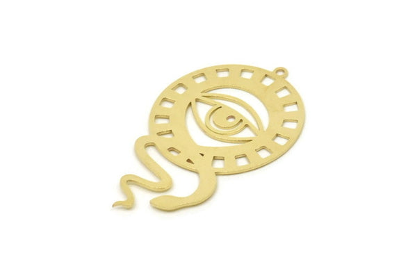 Brass Eye Charm, Raw Brass Snake Charms With 1 Loop, Findings (42x26x0.60mm) SMP1710