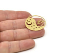 Brass Circle Charm, Raw Brass Crescent Moon Charms With 1 Loop, Brass Star Charms, Brass Sun Charms (32x31x0.60mm) SMP1738