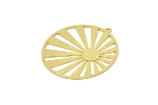 Brass Circle Charm, Raw Brass Sun Rising Charms With 1 Loop, Findings (32x30x0.60mm) SMP1721