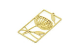 Brass Dandelion Charm, Raw Brass Flower Charms With 1 Loop (42x24x0.80mm) SMP1712