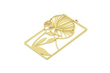 Brass Dandelion Charm, Raw Brass Flower Charms With 1 Loop (42x28x0.80mm) SMP1711
