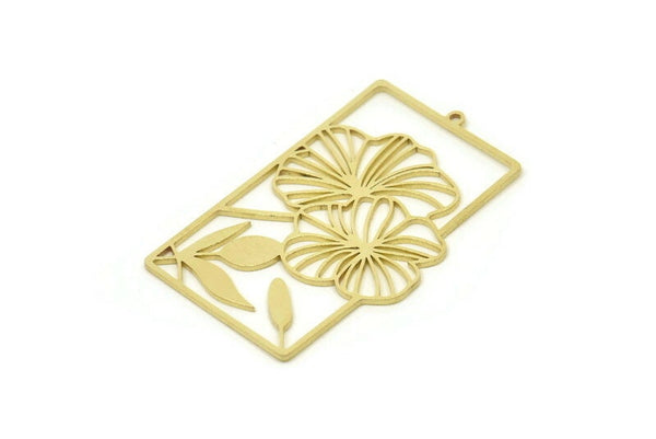 Brass Dandelion Charm, Raw Brass Flower Charms With 1 Loop (42x27x0.80mm) SMP1750 SY0323