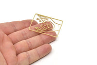 Brass Face Charm, Raw Brass Face Pendants With 1 Loop, Face Earrings (44x33x0.80mm) SMP1707