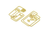 Brass Face Charm, Raw Brass Man And Woman Face Charms, Face Earrings (40x30x0.80mm) SMP1713