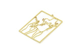 Brass Face Charm, Raw Brass Woman Pendants With 1 Loop (47x35x0.80mm) SMP1708