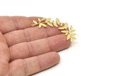 Brass Leaf Charm, Raw Brass Leaf Charms With 1 Loop (50x13x0.80mm) SMP1724