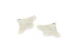 Silver Leaf Charm, 24 Textured Antique Silver Plated Brass Leaf Charms With 1 Hole Findings (12x16x0.40mm) A1978