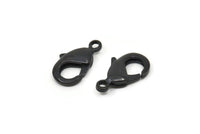 Black Parrot Clasp, 6 Oxidized Black Brass Lobster Claw Clasps (19x10mm) D0571