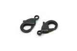 Black Parrot Clasp, 6 Oxidized Black Brass Lobster Claw Clasps (19x10mm) D0571