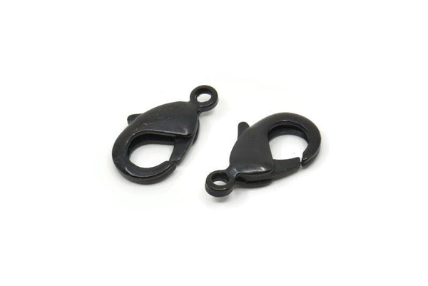 Black Parrot Clasp, 6 Oxidized Black Brass Lobster Claw Clasps (19x10mm) D0571