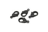 Black Parrot Clasp, 6 Oxidized Black Brass Lobster Claw Clasps (19x10mm) D0571