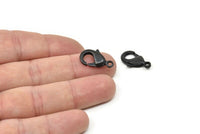 Black Parrot Clasp, 6 Oxidized Black Brass Lobster Claw Clasps (19x10mm) D0571
