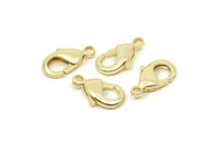 Gold Parrot Clasp, 4 Gold Plated Brass Lobster Claw Clasps (19x10mm) D0571