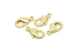 Gold Parrot Clasp, 4 Gold Plated Brass Lobster Claw Clasps (19x10mm) D0571